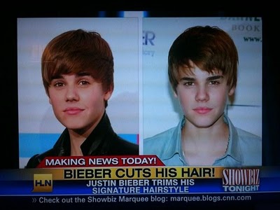 bieber cut hair. Justin Bieber gets a hair cut.